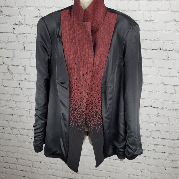 Coldwater Creek Red Black Leopard Blazer Suit Jacket Size 1X (16W-18W) - Picture 5 of 14